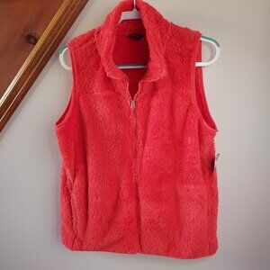 Eddie Bauer Fleece Plush Coral Zip Up Vest Size Large Brand New NWT